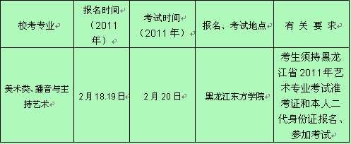 北华大学2017年艺术类专业招生简章（黑龙江省）