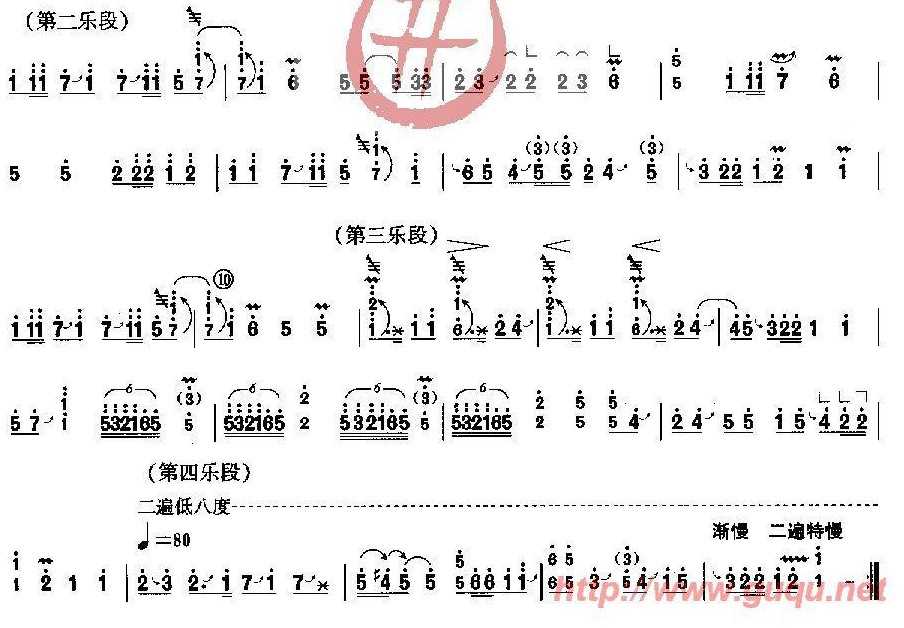 汉宫秋月(古筝谱)