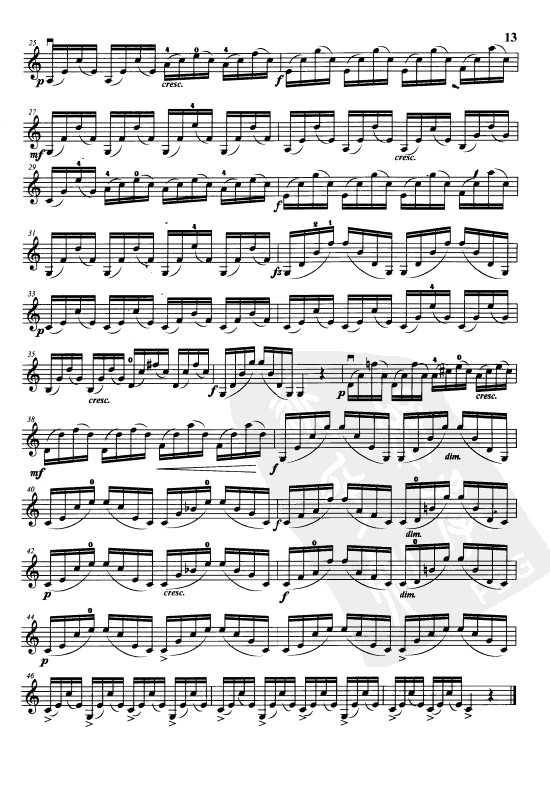 开赛小提琴练习曲乐谱下载 第10首