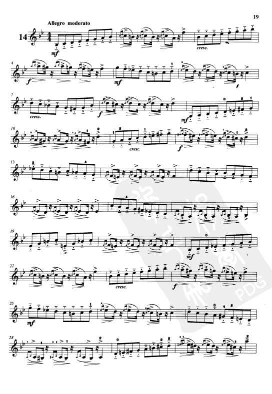 开赛小提琴练习曲乐谱下载 第14首