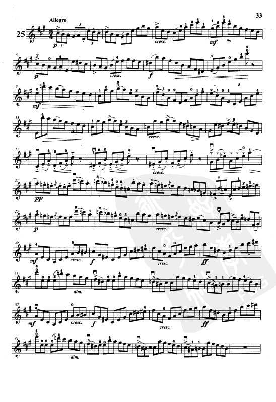 开赛小提琴练习曲乐谱下载 第25首