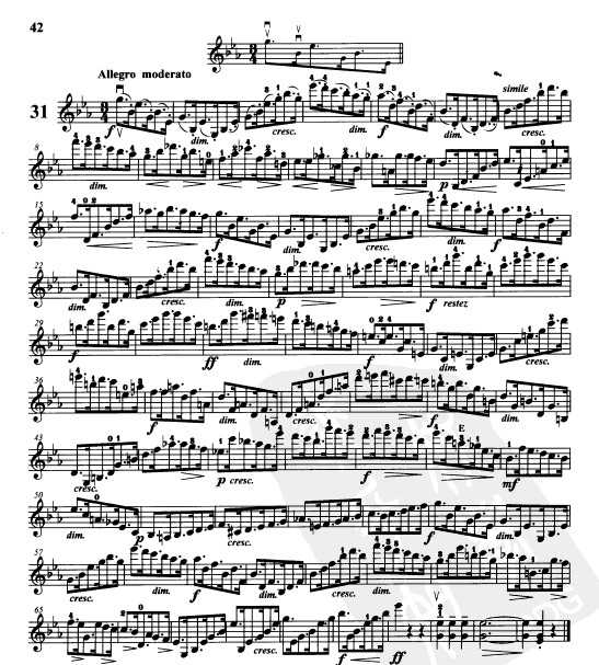 开赛小提琴练习曲乐谱下载 第31首