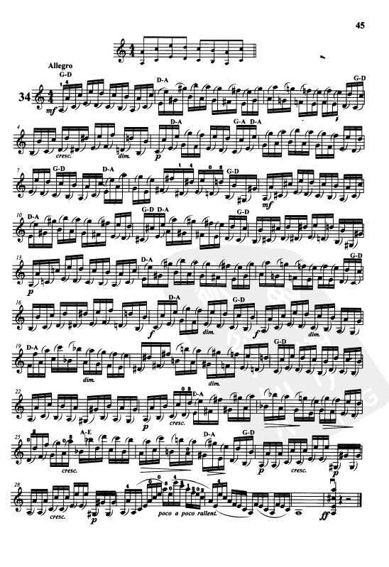 开赛小提琴练习曲乐谱下载 第34首
