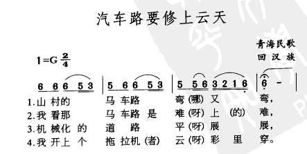 民族歌曲乐谱下载 汽车路要修上云天