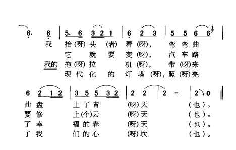 民族歌曲乐谱下载 汽车路要修上云天