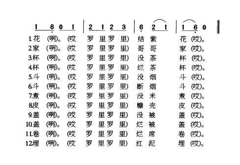 民族歌曲乐谱下载 蛾眉豆