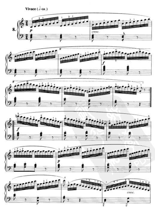车尔尼钢琴练习曲849乐谱下载 第8首
