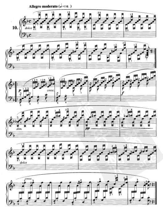 车尔尼钢琴练习曲849乐谱下载 第10首