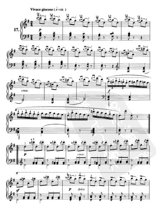 车尔尼钢琴练习曲849乐谱下载 第17首