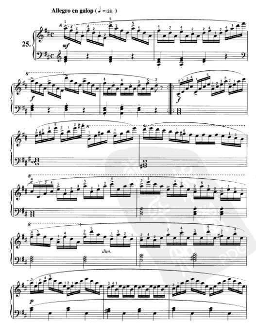 车尔尼钢琴练习曲849乐谱下载 第25首