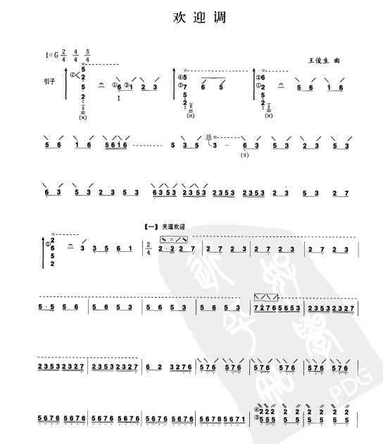 琵琶乐谱下载 欢迎调
