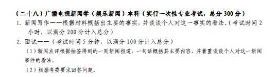 2018年云南艺术学院广播电视新闻学本科考试科目及要求