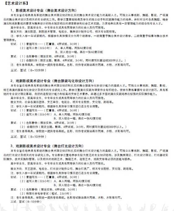 北京舞蹈学院2018年艺术设计系考试内容